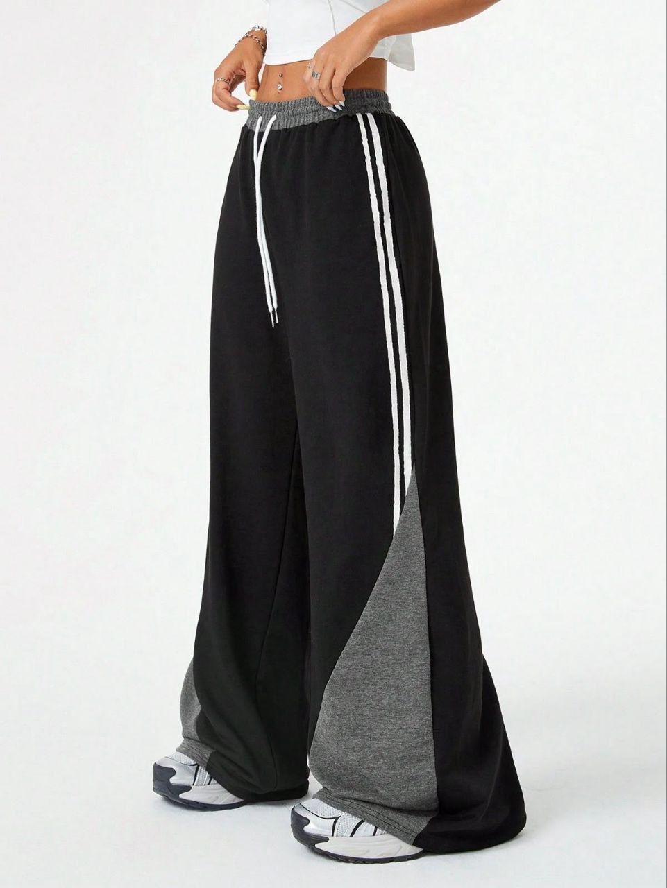Two-Stripe Wide Leg Pants (Adidas Style)
