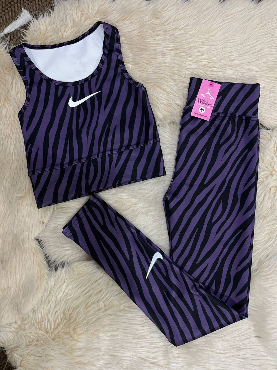 Purple Zebra Print Women's Sport Set – Stylish & Bold Design